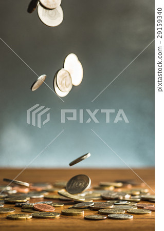 The silver and golden coins and falling coins on 29159340