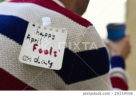 young man and text happy april fools day 29159506