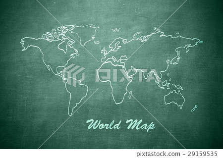 world map on the chalkboard world map on the chalkboard 29159535