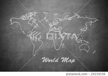 world map on the chalkboard world map on the chalkboard 29159536