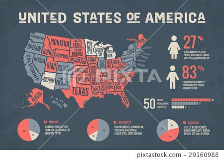 Poster map USA with infographics elements - Stock Illustration ...
