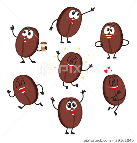 Funny coffee bean characters with human face 29161840