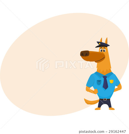 Funny shepherd dog character in police uniform Funny shepherd dog character in police uniform 29162447