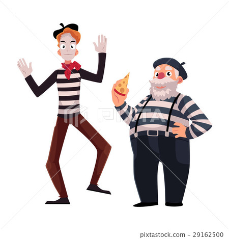 Two French mimes, young and old, in traditional Two French mimes, young and old, in traditional 29162500