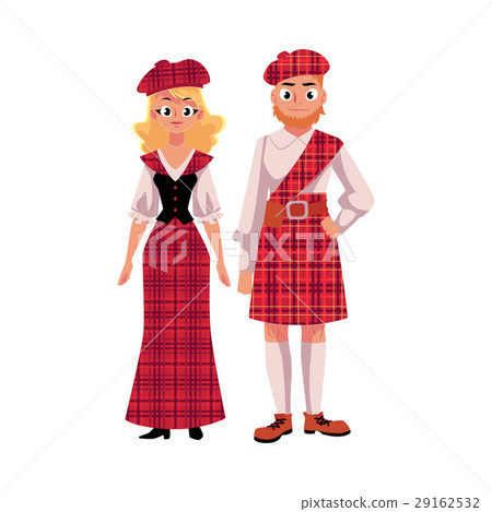 Scottish couple in traditional national costumes 29162532