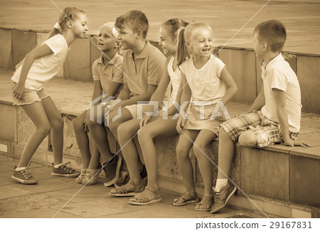 portrait of children spending time outside and playing charades portrait of children spending time outside and playing charades 29167831
