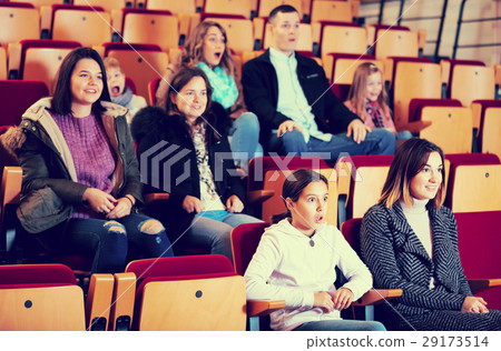 Group people enjoying film in cold season 29173514