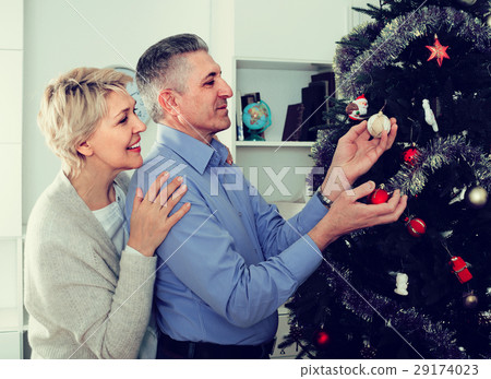 couple preparing to celebrate in his home Christmas and New Year 29174023