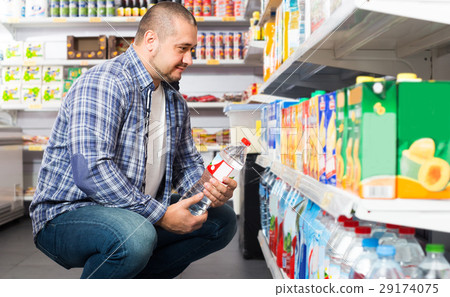 customer selecting bottle of water 29174075
