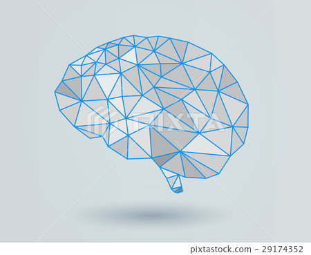 Low poly brain illustration on white BG 29174352