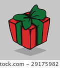 Red present with green bow, vector illustration. 29175982