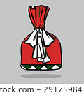 Red present with green bow, vector illustration. 29175984
