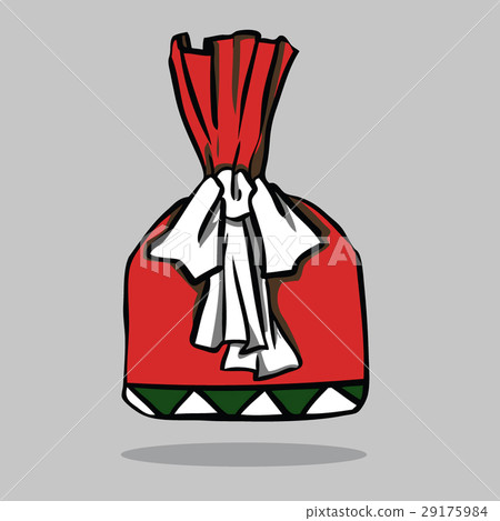 Red present with green bow, vector illustration. 29175984