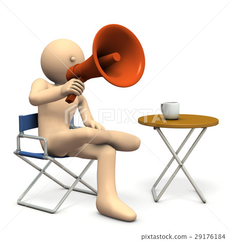 Arrogant person who orders with hand microphone Arrogant person who orders with hand microphone 29176184
