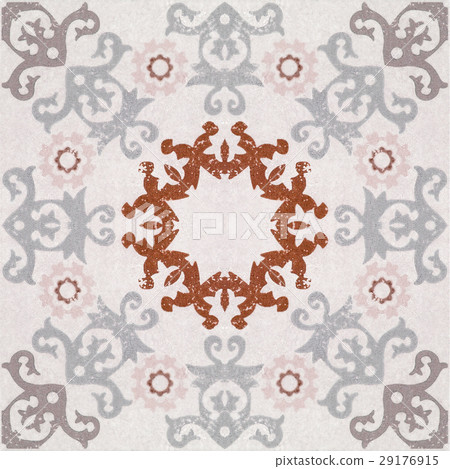 Old ceramic tiles patterns in the park public. Old ceramic tiles patterns in the park public. 29176915