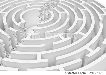3d rendering of a white round maze with its walls 3d rendering of a white round maze with its walls 29177476