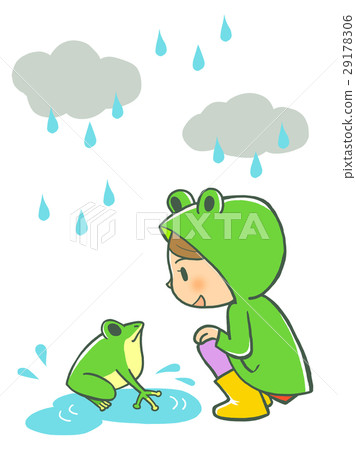 下雨天（青蛙和孩子） 29178306