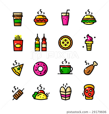 Thin line Fast food icons set, vector illustration - Stock Illustration ...