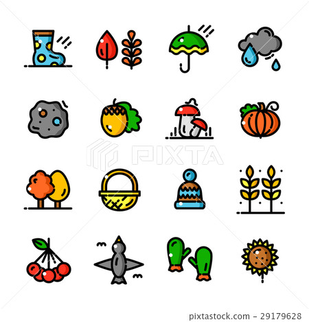 Thin line Autumn icons set, vector illustration 29179628