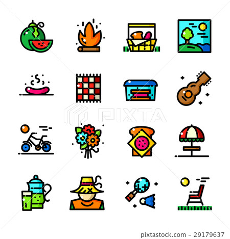 Thin line Picnic icons set, vector illustration 29179637