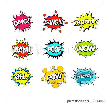 Comic Speach Bubble Effect Set. Vector Comic Speach Bubble Effect Set. Vector 29180639