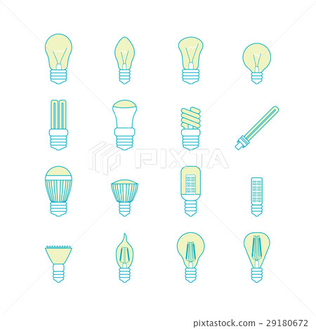 Different Lamp or Light Bulbs Line Icons Set 29180672