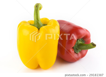 red, yellow bell pepper on white background red, yellow bell pepper on white background 29181387