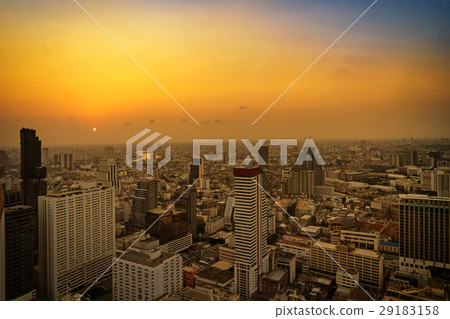 abstract bangkok sunset cityscape golden time 29183158