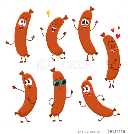 Cute, funny sausage characters with human face 29184256