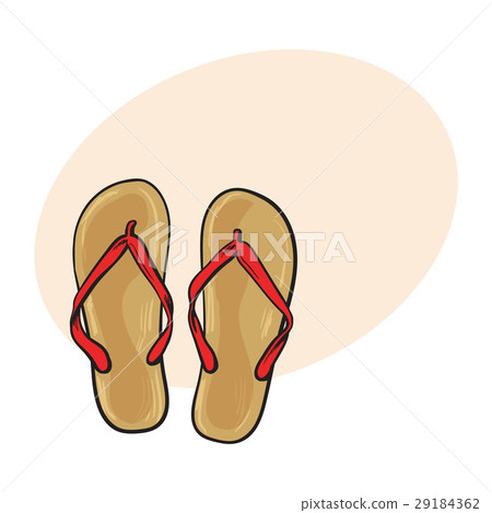 Pair of flip flops, summer time vacation attribute 29184362