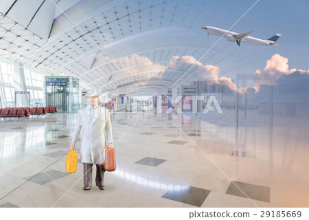 Miniature businessman in airport 29185669