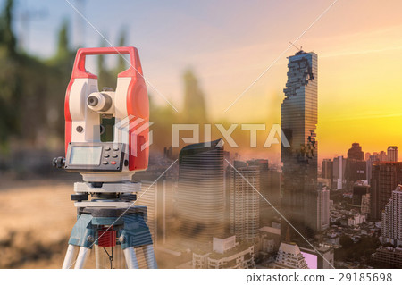 Double exposure surveyor equipment and smart city 29185698