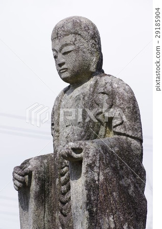 Cultural property of Shinshu Moriya Sadaharu grandfather Masaya Sadako's longevity Jizo statue half body left overlook vertical (Nagano prefecture Nakagawa village Ruin lotus) 29185904