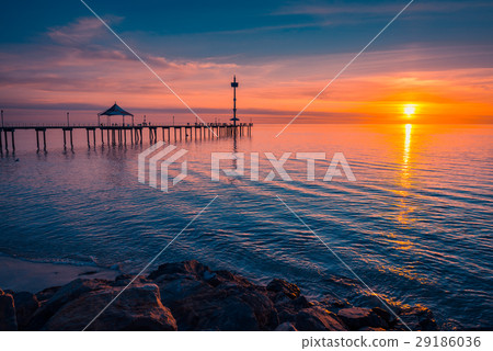 Brighton beach sunset over the ocean 29186036
