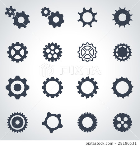 Vector black gear icon set - Stock Illustration [29186531] - PIXTA