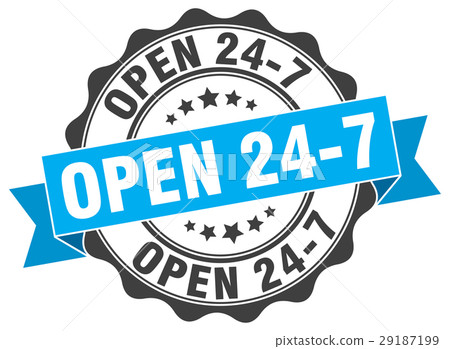open 24 7 stamp. sign. seal 29187199