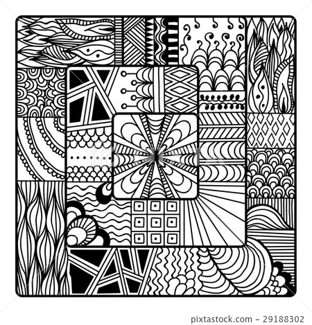 Zentangle Mandala Coloring Book Adults Made Stock Vector (Royalty