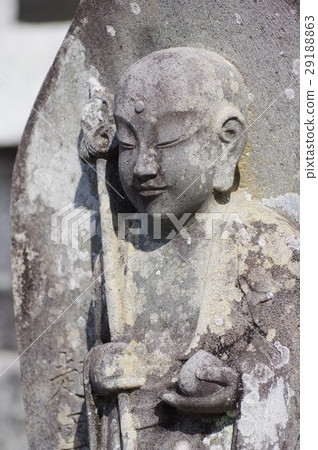 Shinshu's cultural asset masterpiece Moriya Sadaharu Ishidoba Yuzuru Jizo store Bosatsu statue half-bird's eye view (Nagano prefecture Kiso cho Fukushima Nagafukuji) 29188863