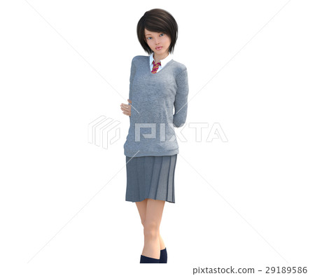 Female college student who poses posing 3DCG illustration material 29189586