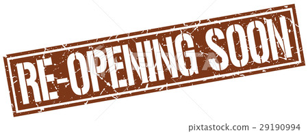 re-opening soon square grunge stamp 29190994