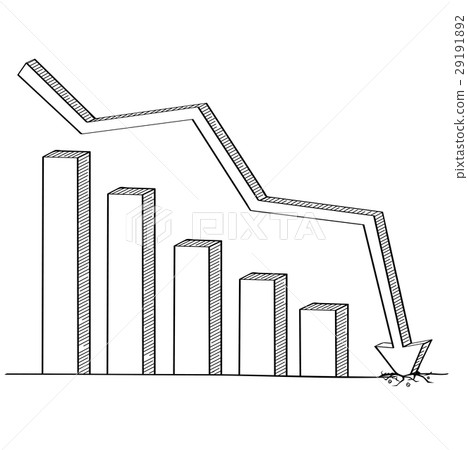 Arrow graph down line drawing 29191892