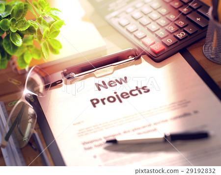 Clipboard with New Projects Concept. 3d. 29192832