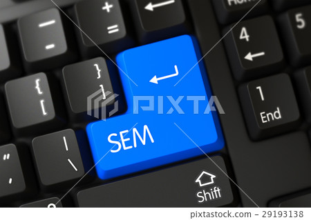 Sem CloseUp of Blue Keyboard Key. 3d. 29193138
