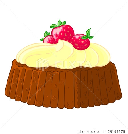 Cartoon icon of a cupcake with lemon meringue and 29193376