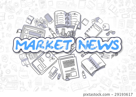 Market News - Doodle Blue Inscription. Business Market News - Doodle Blue Inscription. Business 29193617