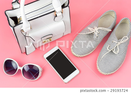 Woman handbag with makeup and accessories 29193724