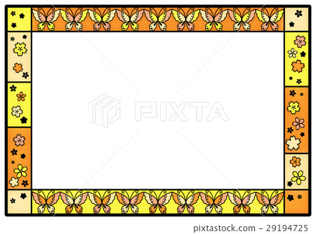 Yellow and orange butterfly stained glass frame Yellow and orange butterfly stained glass frame 29194725