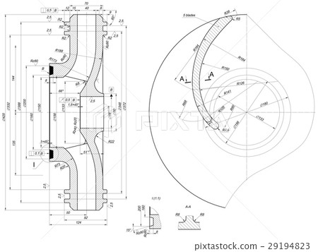 Part wheel of engineering sketch  29194823