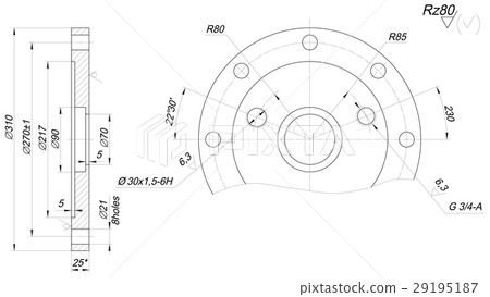 Expanded bearing sketch with angle degree 29195187