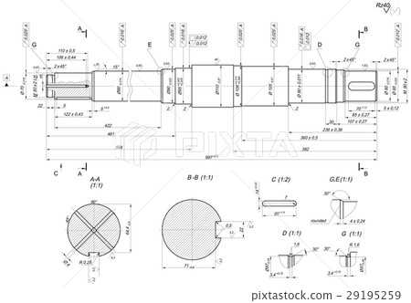 Expanded shaft sketch with crossed elements 29195259